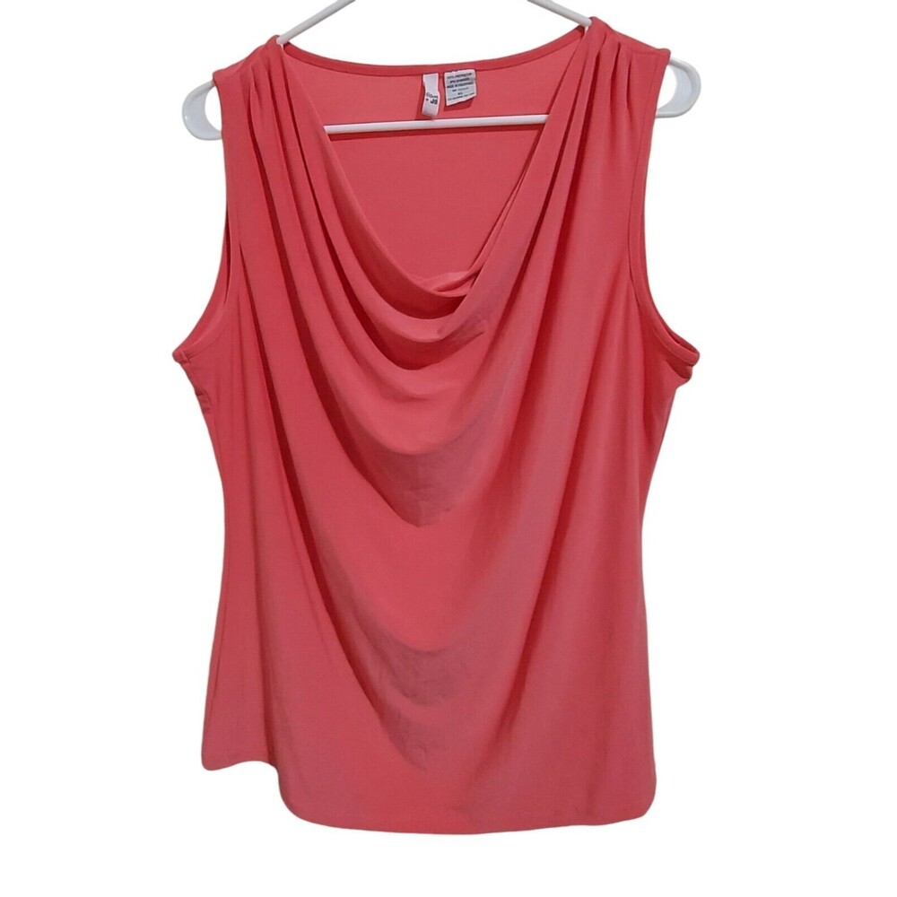 Salmon/peach Sami & Jo Sleeveless Blouse Drape Neck Woman's Size XL - Picture 2 of 4